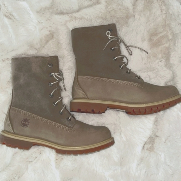 Timberland Gray Suede Leather Lace Up Cpmbat Boots Sz 9 A3119 - Picture 1 of 8